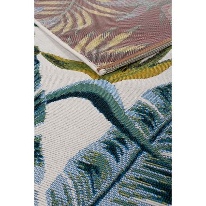 Kültéri szőnyeg CAPPUCCINO 120x180 cm türkiz/levélminta