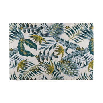 Kültéri szőnyeg CAPPUCCINO 80x165 cm türkiz/levélmintás