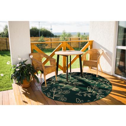 Kültéri szőnyeg JUNGLE 135 cm zöld/levélmintás
