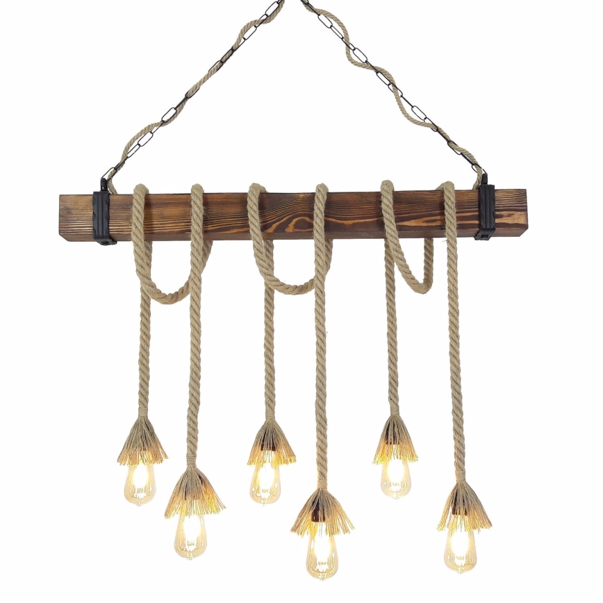 KUTUK kábeles függőlámpa 6xE27/40W/230V fenyő