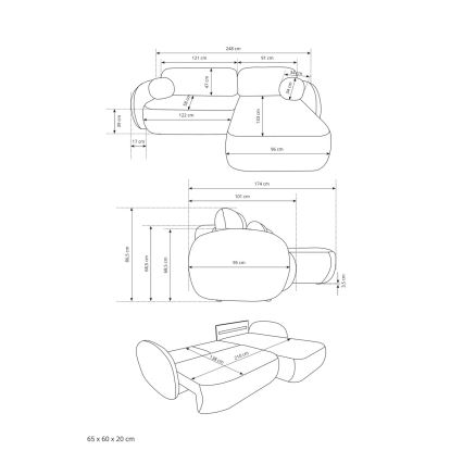 L alakú, balos, bézs OLBIA kihúzható sarokkanapé tágas tárolóval