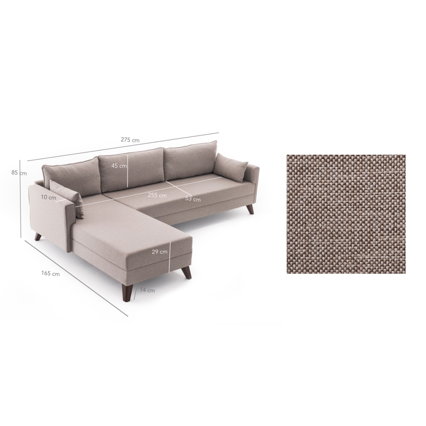 L-alakú sarokkanapé KORFU krémszínű balos