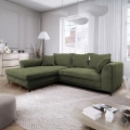 LAGOA balos L alakú ággyá alakítható sarokkanapé tárolóval, zöld