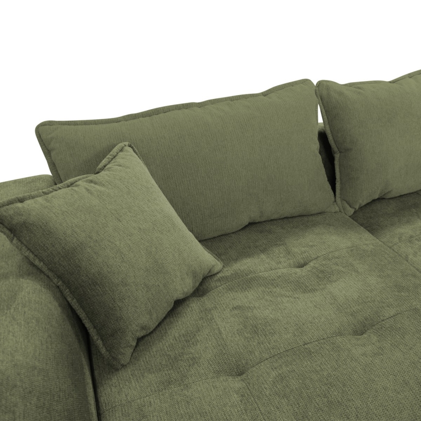 LAGOA balos L alakú ággyá alakítható sarokkanapé tárolóval, zöld