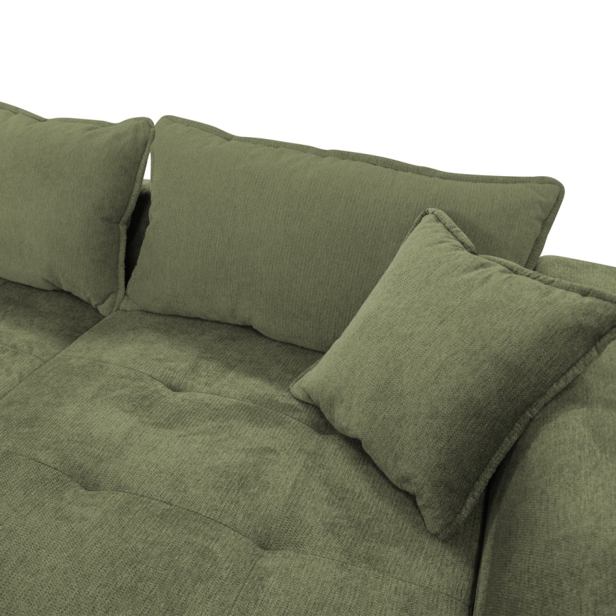 LAGOA kinyitható, L-alakú, jobbos sarokkanapé tárolóval, zöld