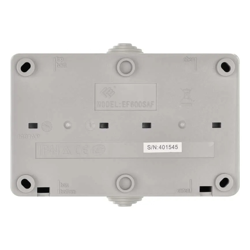 Lakásváltó kapcsoló 6-os számú, 250V/16A aljzattal, IP44, szürke