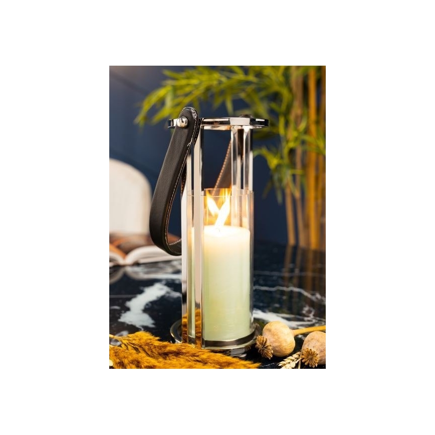 Lámpás LAMPION 30 cm fényezett króm/fekete