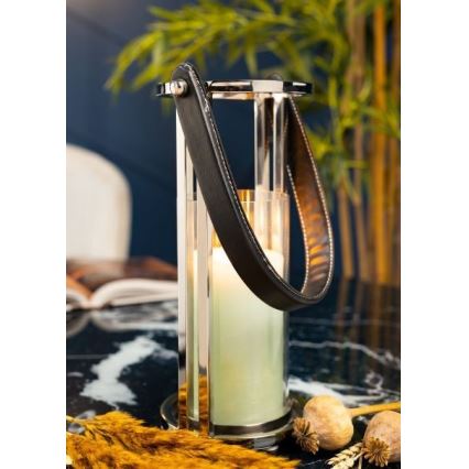 Lámpás LAMPION 30 cm fényezett króm/fekete