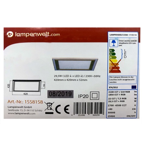 Lampenwelt - LED RGBW Dimmelhető mennyezeti lámpa LYNN LED/29,5W/230V 2700-6500K + távirányítás