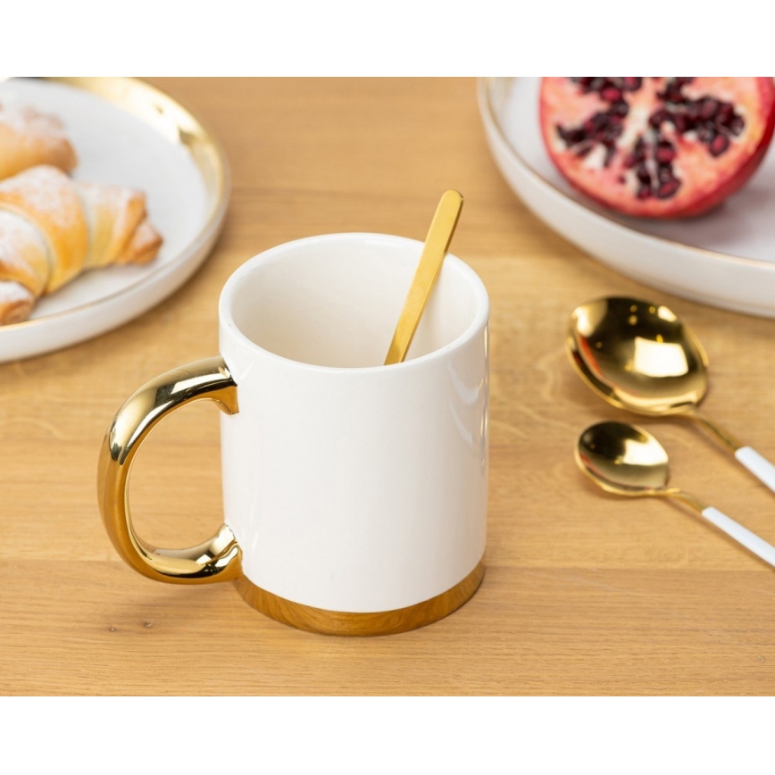 LANA krémszínű/arany bögre kanállal