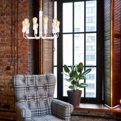 Láncon függő csillár 10xE27/60W/230V fehér