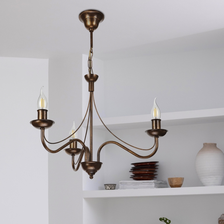 Láncos csillár ANTON 3xE14/15W/230V bronzszínű