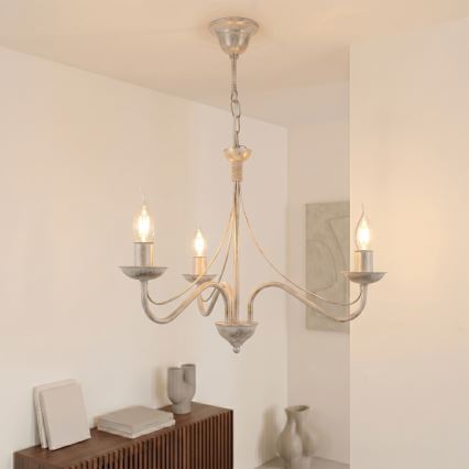 Láncos csillár ANTON 3xE14/60W/230V antikolt fehér