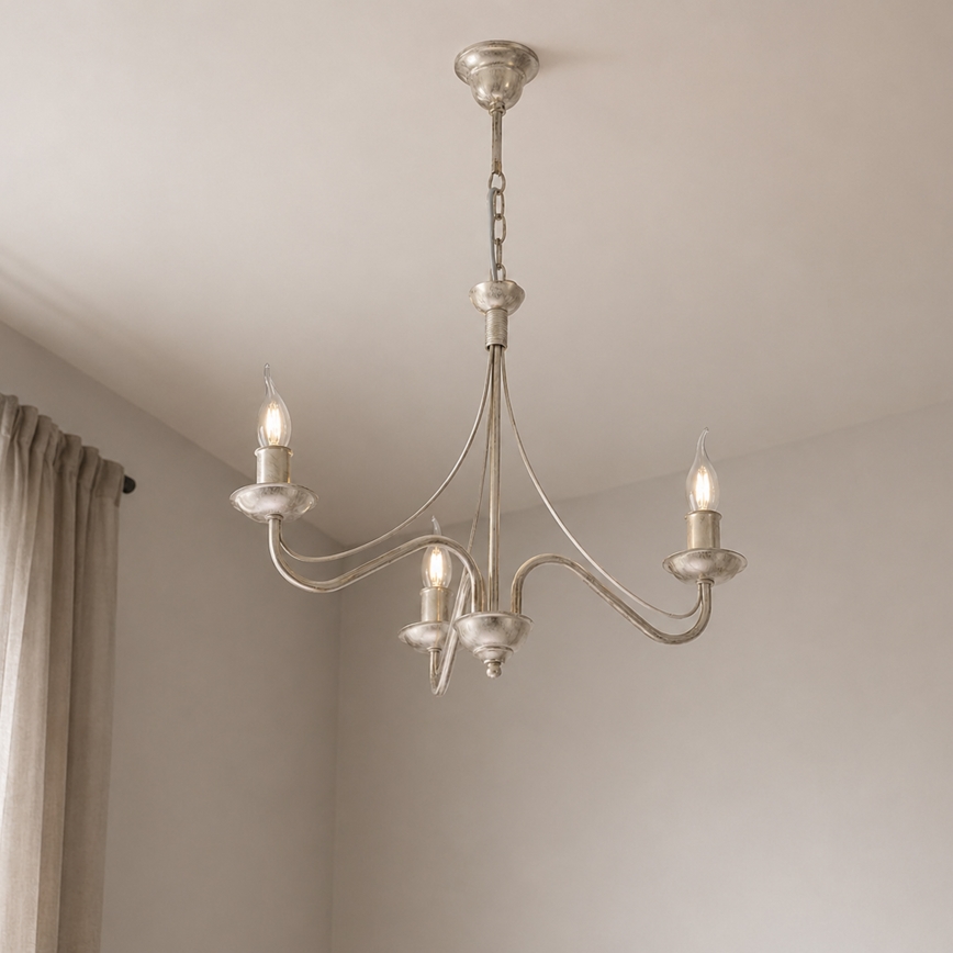 Láncos csillár ANTON 3xE14/60W/230V antikolt fehér