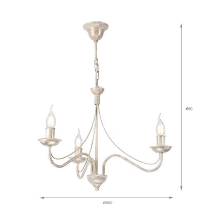 Láncos csillár ANTON 3xE14/60W/230V antikolt fehér