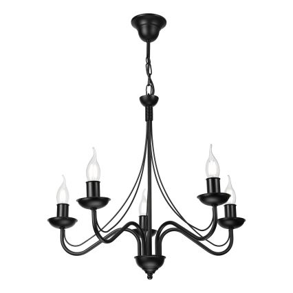Láncos csillár ANTON 5xE14/15W/230V fekete