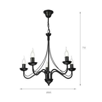Láncos csillár ANTON 5xE14/15W/230V fekete
