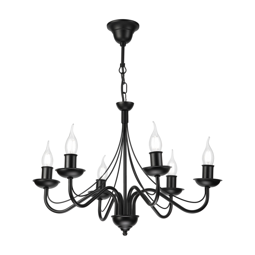 Láncos csillár ANTON 6xE14/60W/230V fekete