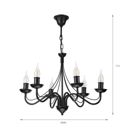 Láncos csillár ANTON 6xE14/60W/230V fekete