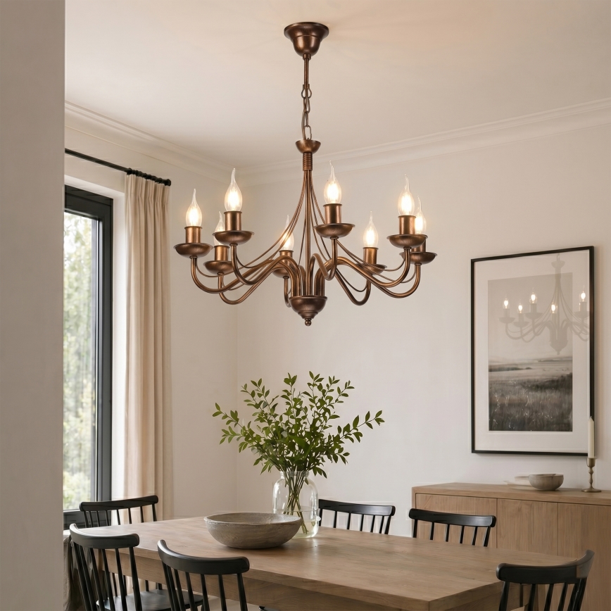 Láncos csillár ANTON 8xE14/60W/230V bronzszínű