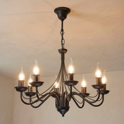 Láncos csillár ANTON 8xE14/60W/230V fekete