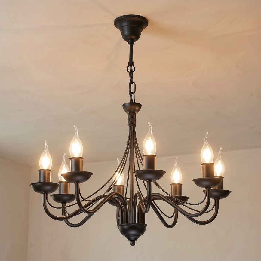 Láncos csillár ANTON 8xE14/60W/230V fekete