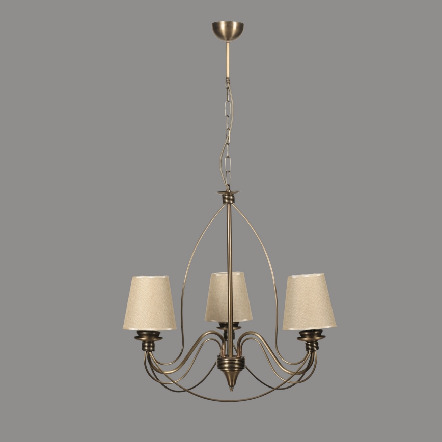 Láncos csillár CLASSIC 3xE14/40W/230V bronz/bézs