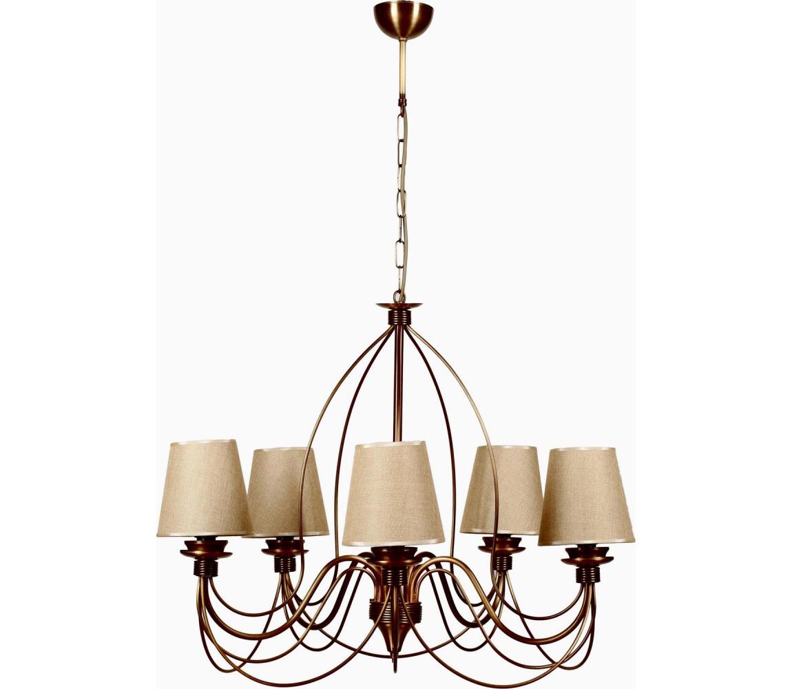 Láncos csillár CLASSIC 5xE14/40W/230V bronz/bézs 846STL1469