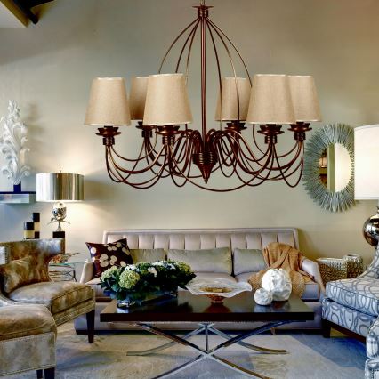 Láncos csillár CLASSIC 6xE14/40W/230V bronz/bézs