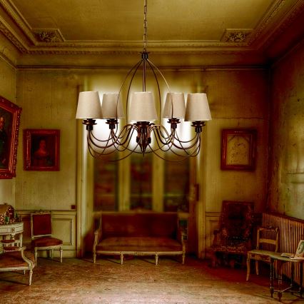 Láncos csillár CLASSIC 6xE14/40W/230V bronz/bézs