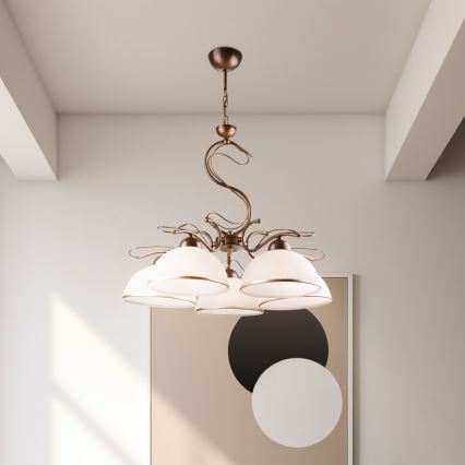 Láncos csillár COBRA 5xE27/60W/230V bronz/patina