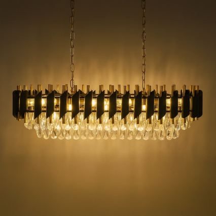 Láncos csillár CRISTAL 10xE14/10W/230V fekete/arany