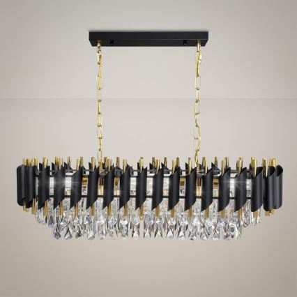 Láncos csillár CRISTAL 10xE14/10W/230V fekete/arany