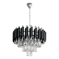 Láncos csillár CRISTAL 5xE14/10W/230V Ø 38 cm fekete/matt króm