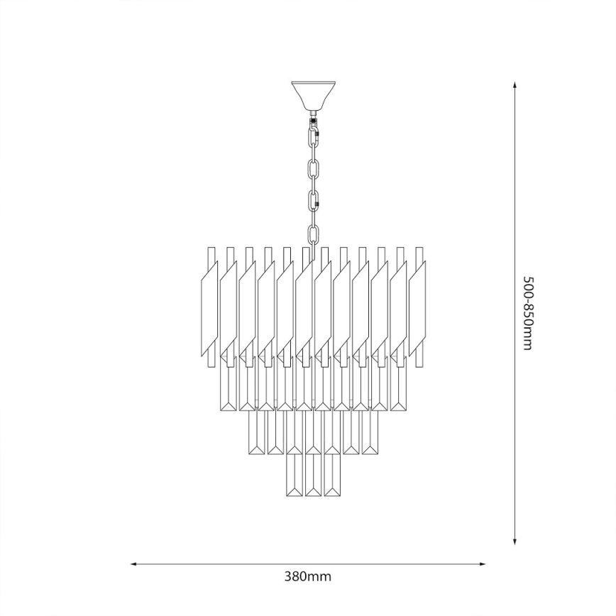 Láncos csillár CRISTAL 5xE14/10W/230V Ø 38 cm fekete/matt króm