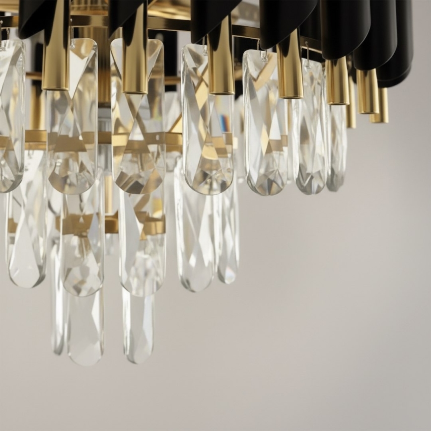 Láncos csillár CRISTAL 7xE14/10W/230V átm. 48 cm fekete/arany