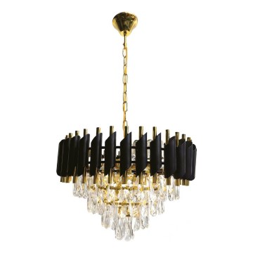 Láncos csillár CRISTAL 7xE14/10W/230V fekete/arany