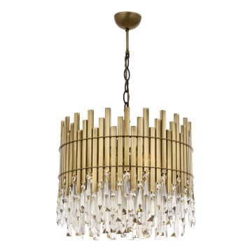 Láncos csillár CRYSTALLINE 6xE27/40W/230V, átm. 40 cm, sárgaréz