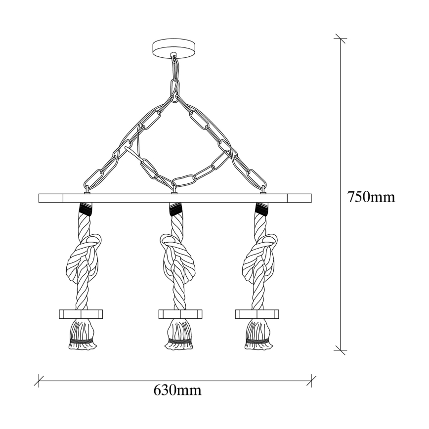 Láncos csillár EREBOS 3xE27/40W/230V barna