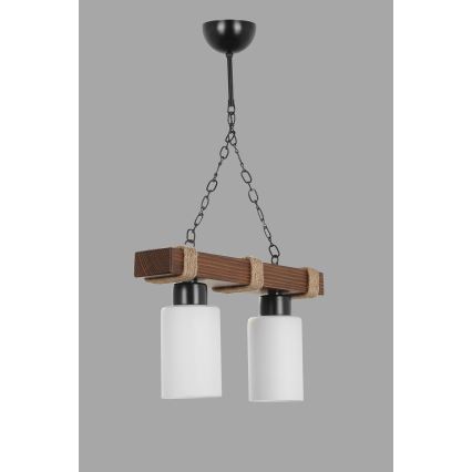 Láncos csillár JASMIN 2xE27/40W/230V barna/fehér