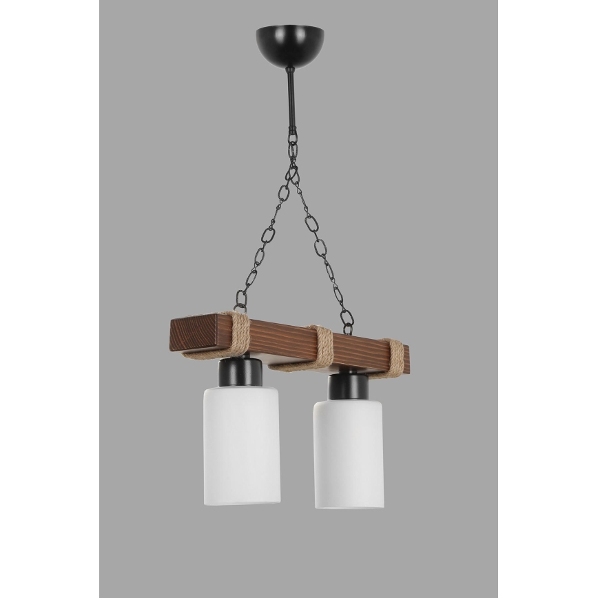 Láncos csillár JASMIN 2xE27/40W/230V barna/fehér
