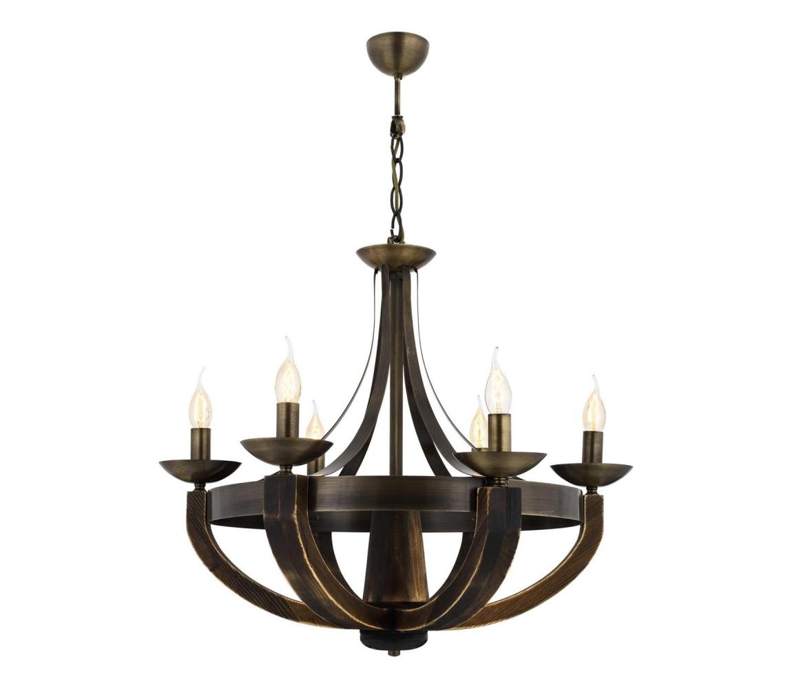 Láncos csillár KOBE 6xE14/40W/230V barna 301AUR1116