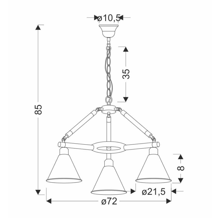 Láncos csillár NEGRU 3xE27/40W/230V fekete/barna