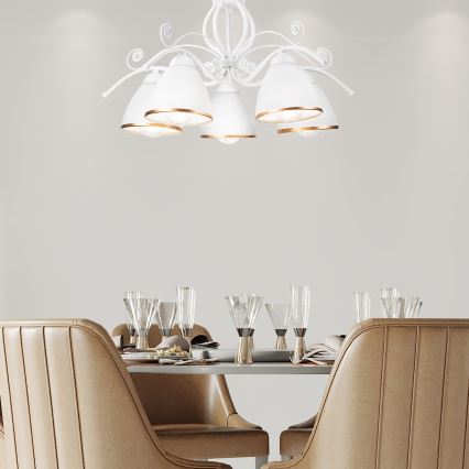 Láncos csillár RETRO II 5xE27/60W/230V fehér