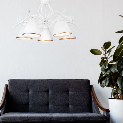 Láncos csillár RETRO II 5xE27/60W/230V fehér