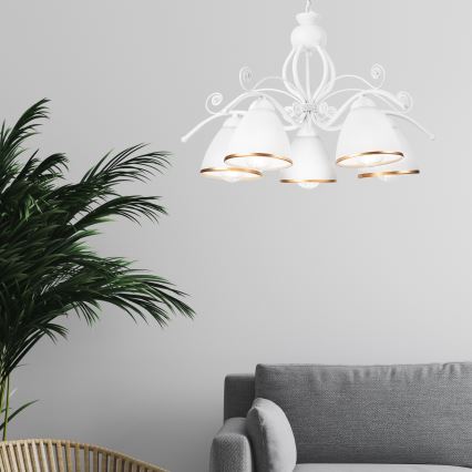 Láncos csillár RETRO II 5xE27/60W/230V fehér