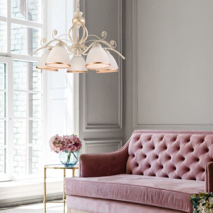 Láncos csillár RETRO II 5xE27/60W/230V fehér patina