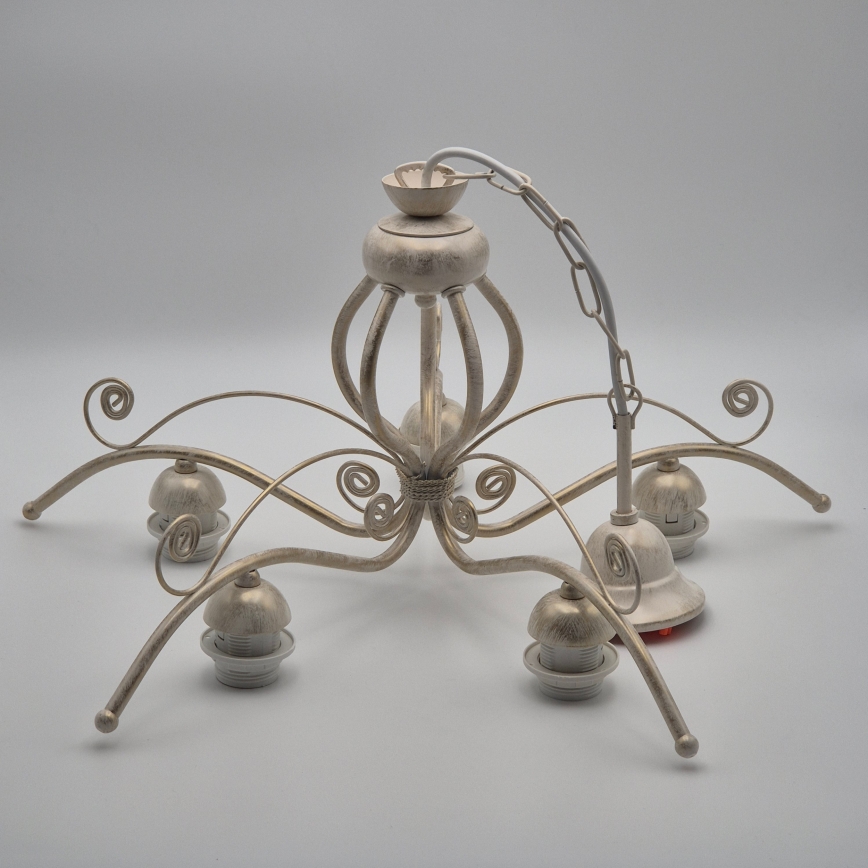 Láncos csillár RETRO II 5xE27/60W/230V fehér patina