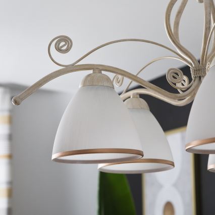 Láncos csillár RETRO II 5xE27/60W/230V fehér patina