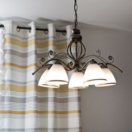 Láncos csillár RETRO II 5xE27/60W/230V fekete patina